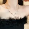 Colar de Zircônia e Pérola Estilo Francês, Corrente de Clavícula Minimalista Elegante e Tendência, Estilo Palaciano Retro de Nicho de Luxo Leve