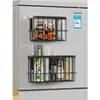 Prateleira Magnética para o Lado da Geladeira da Cozinha, Prateleira Organizadora para Espaços Laterais, Prateleira de Armazenamento para Condimentos, Filme Plástico e Suporte para Papel Toalha
