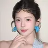 ¡Sensación de Burbujas de Sal Marina! Aretes de Flor de Gasa Azul Traen Frescura de Verano y Te Hacen Ver Dulce y Oxigenada en Segundos~