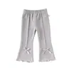 Pantalones de Campana para Bebé Ins2026 para Niñas, Pantalones Casuales de Modal Clase A, Ropa Exterior Estilo Europeo y Americano con Leggings de Moño