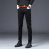 2026 Nuevos Jeans de Gama Alta Azul Oscuro Negro para Hombre Verano Delgados Ajustados Tipo Cigarrillo Elásticos Casuales Pantalones Largos