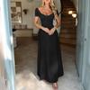 Kai Kuo Primavera Verano 2025 Comercio Exterior Transfronterizo Vestido Midi Elegante Elegante Ajustado de Cintura Alta con Cordones y Plisado para Mujer