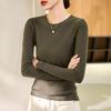 Camiseta Térmica Ankela Red Velvet para Mulheres, Novo Modelo Outono e Inverno 2026, Gola Semi Alta, Forrada com Fleece, Corte Ajustado, Top Quente de Manga Longa