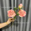 Nova Flor Artificial com 3 Cabeças, Rosa com Borda Queimada, Decoração Floral de Luxo Acessível para Mesa de Sala de Estar, Sala de Jantar, Ornamentos de Arte Floral
