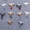Colar Brincos Góticos DIY com Asas de Liga Metálica e Diamante Pingente Acessórios de Pingente