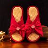 Pantuflas de lino para boda, para mujer, para verano, primavera y otoño, para boda, grandes, rojas, festivas, para hombre