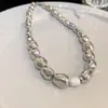 Colar de metal coreano exagerado de nicho joia de moda versátil colar de contas de temperamento simples 2023 novo feminino