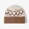 Suéter de Tricô Outono e Inverno Gorro Jacquard Espesso Quente para Homens e Mulheres, Chapéu de Lã Transfronteiriço, Chapéu de Tricô Versátil Casual para Exterior