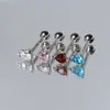 Anillo de lengua de zirconio 316 acero inoxidable anillo de lengua 1.6/1.2 nuevo venta caliente en stock joyería para perforaciones al por mayor