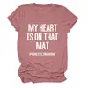 Mi Corazón Está en Ese Sitio Independiente de Deseos Estilo Europeo y Americano Camiseta Casual Simple de Manga Corta con Cuello Redondo para Mujer para Exportación