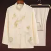 Traje Tang para Hombre para el Día del Padre, Atuendo de Verano Estilo Chino de Manga Corta para Papá, Camisa de Verano para Abuelo, Nuevo Estilo Chino Delgado para Personas Mayores