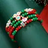Conjunto de Pulseiras de Contas de Natal Coloridas com Letras Pulseira Elástica Pulseira com Atmosfera Festiva Vermelha e Verde Venda Quente Transfronteiriça