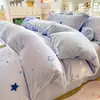 Juego de Cuatro Piezas de Terciopelo de Leche Grado Maternal e Infantil Invierno Cubrecama de Terciopelo Coral Espeso Invierno Sábana Bajera con Forro Polar Funda Nórdica Juego de Tres Piezas