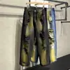 Jeans Azules Vintage Estilo High Street Americano Ajuste Delgado Cintura Alta Pierna Recta Acampanados para Hombre Pantalones Scimitar Adelgazantes