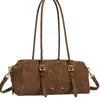 Bolsa Feminina Nova com Design de Nicho 2026, Bolsa de Ombro Simples e Única em Couro com Cera de Abelha, Bolsa Versátil Cor Sólida Tipo Almofada, Bolsa de Ombro