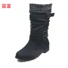 2026 nuevo en stock otoño e invierno deseo talla grande europea y americana botas de lana hasta la pantorrilla para mujer, botas Martin