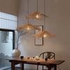 Lustre de Rattan Vintage Estilo Japonês Sala de Estar Quarto Luminária de Cabeceira Simples Designer Restaurante Lâmpada de Chapéu de Palha de Rattan
