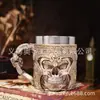 Caneca Esculpida Caveira Retro Escura, Caneca de Cerveja de Grande Capacidade, Copo de Água, Adequada para Bares com Temática Escura