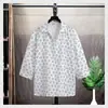 Camisa de manga tres cuartos para jóvenes, verano 2025, nueva camisa estampada de manga corta, holgada, transpirable, marca de moda, tops para hombre