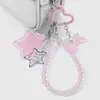 Nuevo Ins Creativo Lindo Dulce Exquisito Cristal de Imitación con Perlas Acrílico Estrella Corazón Guitarra Llavero DIY