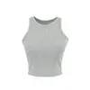 Top Básico Esportivo Yoga Feminino Pure Desire, Gola Redonda, Sem Mangas, com Bojo, Estilo Curto, Versátil para o Verão, Slim Fit