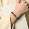 Pulseira Tecida à Mão Colorida de Ágata Coração de Açúcar Design Sensorial Pulseira Pixiu Cheia de Cristal de Morango para Mulheres