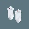 Calcetines para Mujer ins de Moda Tobilleros de Boca Baja Invisibles Oso Lindo Estilo Japonés Color Sólido Algodón Calcetines de Longitud Media Calcetines Cortos Finos para Mujer