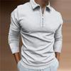 Explosiones Europeas y Americanas Camisa de Solapa para Hombre de Alta Calidad Impresión Digital 3D Moda Casual Cierre de Cremallera Manga Larga Polo