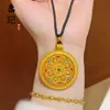 Colgante de Calabaza Chapado en Oro Tendencia de Tiktok, Dios de la Riqueza Amarillo, Brújula de los Ocho Tesoros Propicios, Cadena para Suéter de Cuerda para Cumplir Deseos al por Mayor