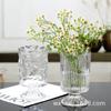 Estilo europeu ins vintage relevo alto vaso de vidro transparente alto sentido flores pequeno vaso enfeites de mesa atacado