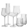 Conjunto de Taças de Vinho de Cristal com Listras Verticais de Luz e Sombra Transparente Champagne Cocktail Borda Alta Borda Curta Cristais de Mesa Estética Minimalista