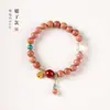 Pulsera Curva de Piedra Natural Jinglei con Perlas Redondas, Pulsera Puente de Cristal, Joyería Simple y Versátil para Estudiantes Universitarios