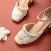 Versátil Cheongsam de Estilo Francés con Perlas, Aspecto de Hada, con Zapatos Mary Jane, Zapatos de Tacón Grueso Retro de un Solo Color, Tacones Altos 2025