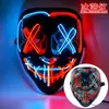 Máscara Halloween Luminosa Transfronteriza El Luz Fría Negra Forma de V Cara de Fantasma de Terror Accesorios de Fiesta Danza Led