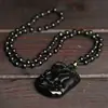 Colar Pingente Elefante Auspicioso de Obsidiana Natural Longma Jewelry Joia Unissex Fabricante Atacado