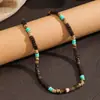 Cadena para Clavícula de Concha de Coco y Piedra Natural Estilo Bohemio con Diseño de Moda y Tejido a Mano para Hombre