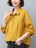 Camisa de algodón y lino para mujer, primavera y otoño 2024, nueva camisa informal holgada, elegante, adelgazante, de manga larga para madres de mediana edad.