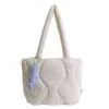 Bolsa de Algodón Acolchada Transfronteriza Nuevo Otoño e Invierno, Bolsa Tote de Gran Capacidad Rellena de Algodón, Bolso de Hombro Color Sólido Simple Estilo Coreano