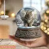 Impresión Plana Transfronteriza 2D Plano Rotación 360 Giratorio Acrílico con Diseño de Gato Ángel y Escena de Nieve