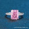 Anillo para Mujer de Plata Esterlina S925 con Diamante de Alto Carbono Rosa Mar Azul Corte Flor de Hielo Dorado Estilo Princesa Moda Simple Joyería de Plata