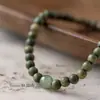 Pulseira Simples de Contas de Buda de Sândalo Verde Antigo Verde Jade Verde Hetian Estilo Antigo Simples Pulseira de Sândalo 4mm para Mulheres Artísticas Atacado
