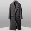 Ropa de Abrigo de Lana de Doble Cara con Tres Botones para Hombre Nueva Chaqueta Cortavientos Larga Casual de Lana con Cuello de Traje de Invierno