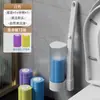 Escova de Banheiro Descartável para Banheiro Doméstico, Escova de Limpeza de Vaso Sanitário Montada na Parede com Cabeça de Escova Substituível