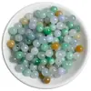 Cuentas sueltas de jadeíta natural, 6,5 mm, venta al por mayor, pulsera de cuentas de jade de hielo de tres colores, cuentas de jade verde de grano de jade DIY
