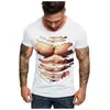 Camiseta de Verano para Hombre Musculoso de Manga Corta Estampado Digital 3D Cuello Redondo Holgada de Media Manga Camiseta Básica para Hombre
