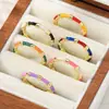 Anel Europeu e Americano Estilo Ins Transfronteiriço com Gotejamento de Óleo Colorido Retrô/Florido Anel Acessível de Luxo Moda Feminina Anel Versátil