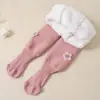 Medias Gruesas de Invierno para Niñas con Forro de Felpa, Estampado Floral Dulce, Nuevo Estilo, Algodón Peinado Grado A, Estilo Princesa, Pantimedias Cálidas