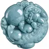 Colgante de Jadeíta Birmana Azul Agua Dragón de Dinero Grado A, Colgante de Jade Verde Aceite Pixiu Sosteniendo Bola, Fuente de Suministro para Transmisión en Vivo