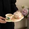 Bandeja de begonia de cerámica pintada a mano Youjianli, posavasos, accesorios para juego de té casero, bandeja de té pequeña, bandeja para té seco, bandeja para bocadillos de té