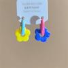 Latte Estilo Francés~Colección de Aretes de Acrílico Color Café para Mujer, Aretes de Nicho de Lujo de Alta Gama, Aretes de Botón de Moda
